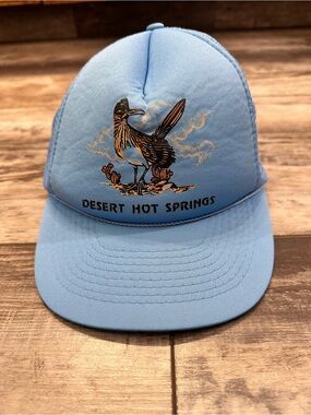 Desert Hot Springs Light Blue Trucker Cap with Bird Graphic
